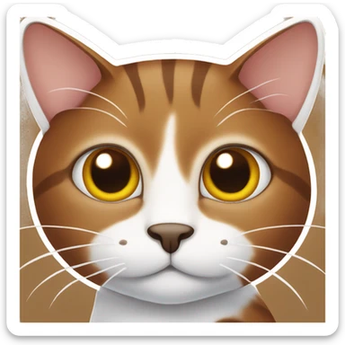 Brown Cat with big ears and white nose  sticker