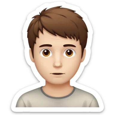 Create an emoji of a man with white skin and short brown but slightly messy hair sticker