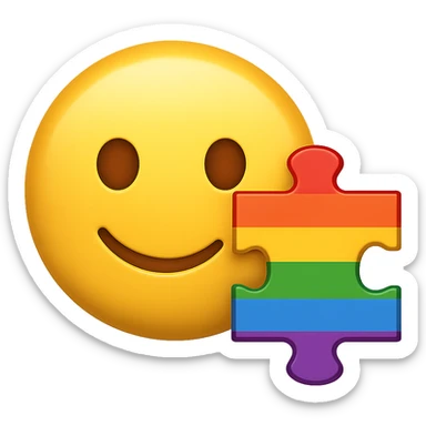gay pride emoji, rainbow puzzle piece, inclusive, no background sticker