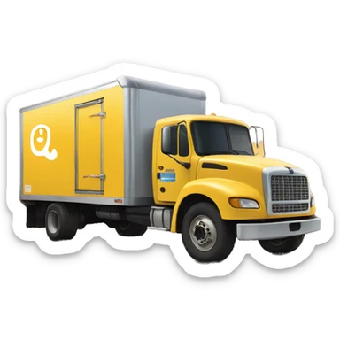 a refrigerated yellow truck by the sunset sticker