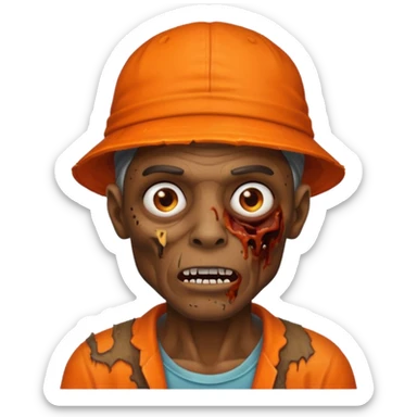 zombie black man in orange hats sticker