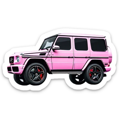 Mercedes-Benz G63 AMG in elegant light pink with black details, bold outlines, a glossy finish sticker