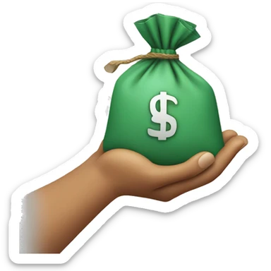 a hand holding a bag of money sticker