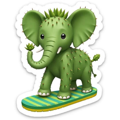 A cactus elephant wearing flip flops sticker