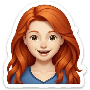 Excited long haired redhead winking sticker