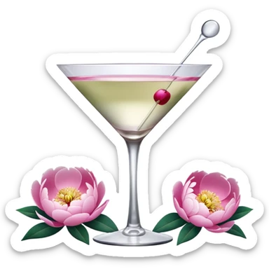 Martini with peonies sticker