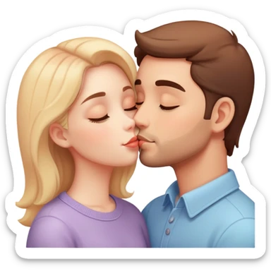 beautiful lush pastel warm-colored romantic kiss couple sticker
