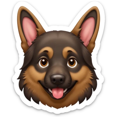 cartoon style dark German Shepherd dog with its tongue hanging out long sticker
