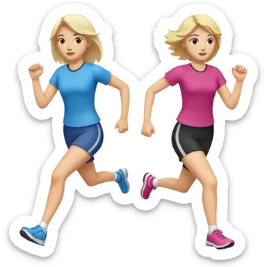 I want 2 women holding hands running in same direction, one is brunette, one is blonde sticker