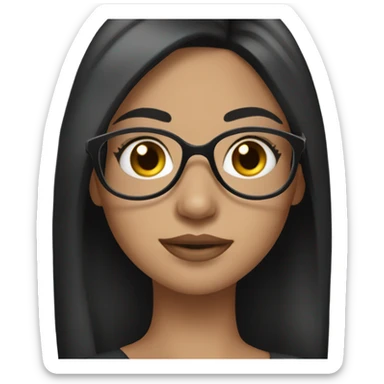 Girl with makeup & black long straight hair with glasses pretty sticker