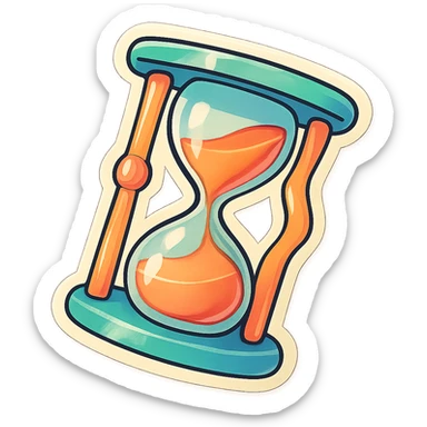 aesthetic hourglass turning over, soft pastel colors, playful vintage look, bold outlines, sticker effect, subtle highlights and shadows sticker