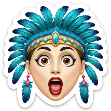 portrait of a cabaret actor with a whitened face and made-up eyes and mouth, his mouth wide open and his gaze shocked sticker