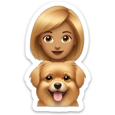 Girl with bang cut golden small Pomeranian dog sticker