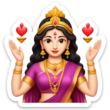 hindu goddess lakshmi sending heart with two hands together sticker