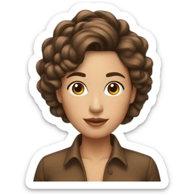 femme aux cheveux brun avec un chinion sticker