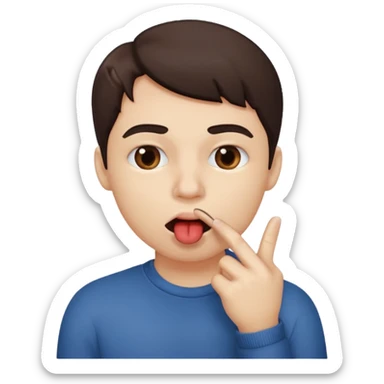 A lip biting with a finger in the mouth sticker