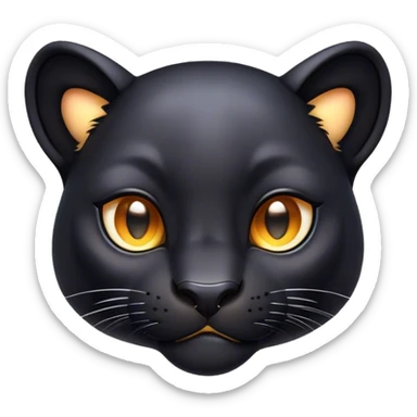 Cinematic Cute Panther Portrait Emoji, Head tilted playfully and inquisitively, with a smooth, streamlined form accentuated by a subtle sheen and round, sparkling eyes filled with charm, Simplified yet irresistibly adorable features, highly detailed, glowing with a warm, inviting glow, high shine, affectionate and lively, stylized with a touch of whimsical mystery, bright and endearing, soft glowing outline, capturing the essence of a mischievous yet loving panther that seems as if it could pounce out of the screen into your arms! sticker