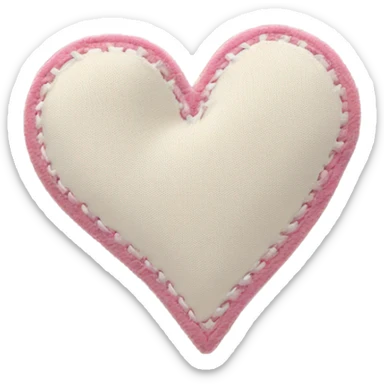 Fabric cream and pink heart with white stitching patches sticker