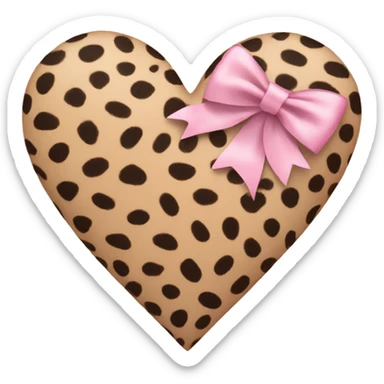 Cheeta print heart with a light pink bow around it sticker