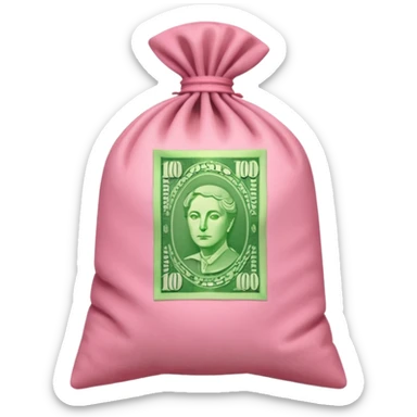  Green Australian $100 long rectangle money overflowing in a pink sack sticker
