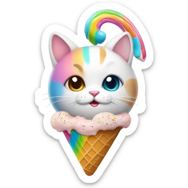 rainbow cat with ice cream sticker