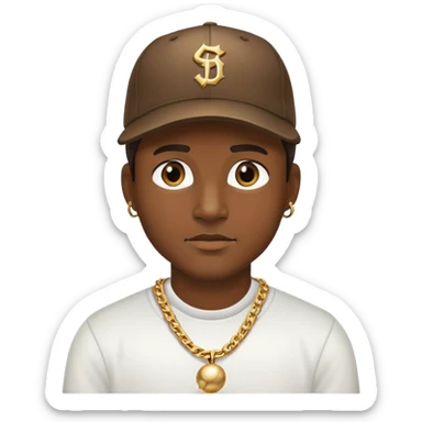 man with a baseball cap and oversized gold chain sticker