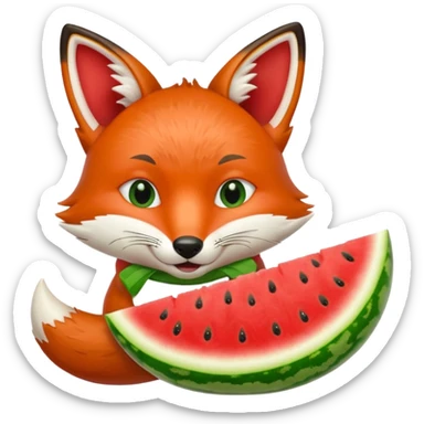 fox eating watermelon sticker
