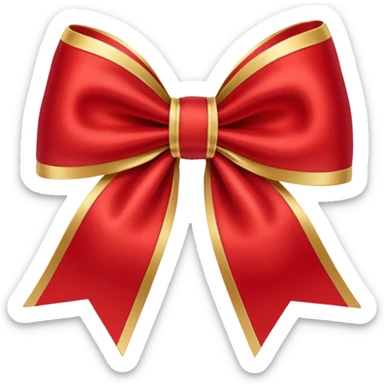 Red christmas bow with gold sticker