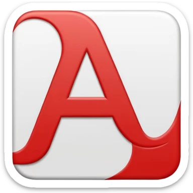 Flat vector emoji icon of a translation symbol, two overlapping rounded squares, the primary color is corporate RED, the front square features a bold white letter 'A', the back square features a bold white Arabic letter 'ع', minimalist UI style, high contrast, white background. sticker