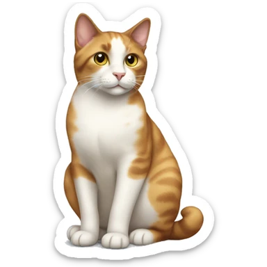 A pear shaped calico cat emoji sticker