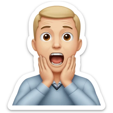 Man with hands crossed grabbing his neck and screaming sticker