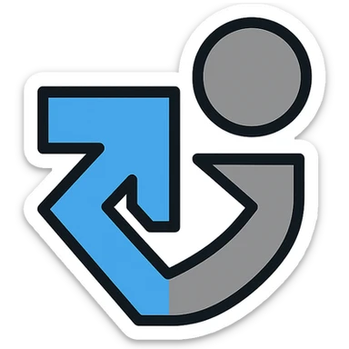 abstract geometric shape logo in blue and gray, tech investment vibe, no text, i5invest logo sticker