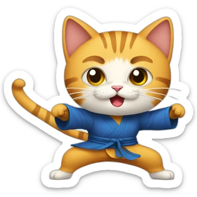 cat doing kungfu sticker