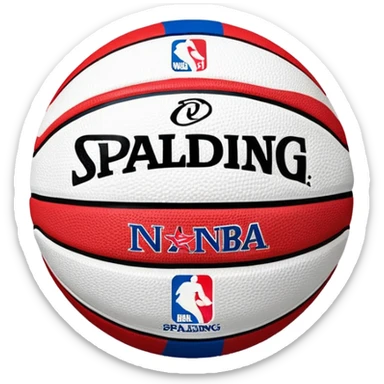 Basketball with Spalding and NBA logos, colored in white, blue, and red stripes (Russian flag colors) sticker