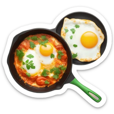 shakshuka with one egg only and a green pan sticker