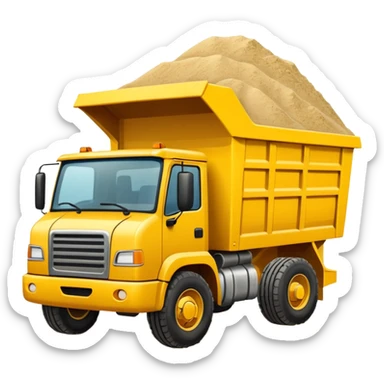 Draw a yellow dump truck with an open bed full of sand or gravel. sticker