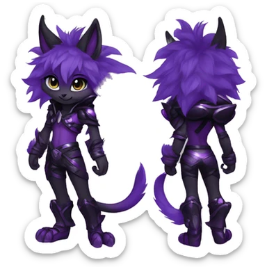 Anthro-Edgy-Cool-Black-Purple-Contrast-Colors-Fantasy-Fur-Sona-Chibi-Shiny-Fakémon-Hybrid full body sticker