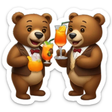 two bears drinking a cocktail sticker