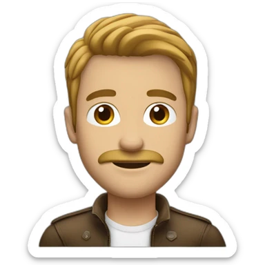 Hombre alto blanco pelo castaño con moto sticker