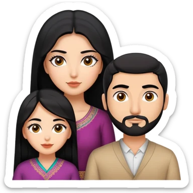 A couple in love, Persian and Korean woman with black hair, long eyelash, and tan skin, and a Arab man with light brown skin and dark eyebrows  sticker
