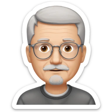 Homme 66 ans cheveux gris en brosse et barbe grise de trois jours lunettes  sticker
