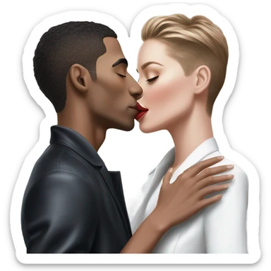 Hyper Realistic beautiful dior model kissing a handsome male model  sticker