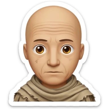 ancient man bold head, tattered cleopath skin cloth sticker