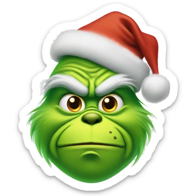 Grinch with christmas hat sticker