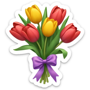 bouquet of tulips tied with a bow  sticker