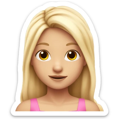 fairy with blonde long hair, pale skin, brown eyes and pink dress and pink wings  sticker