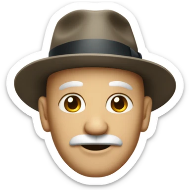 Old bald man with short mustache in suit with fedora  sticker