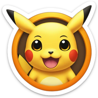 picachu in orange circle sticker
