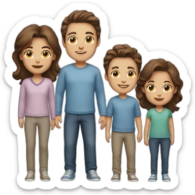 family of 4 brown hair two boys sticker