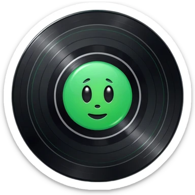 Vinyl record with green point inside sticker